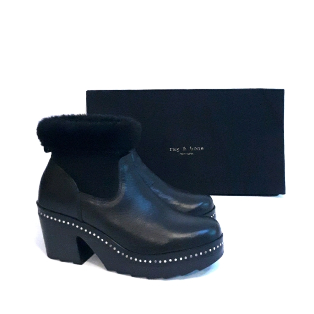Rag & Bone Nelson Leather Shearling Clog Booties